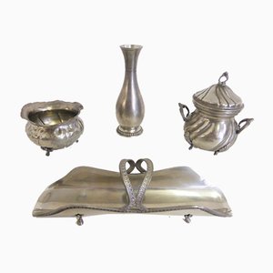 Handmade Pewter Items, 1960s, Set of 4