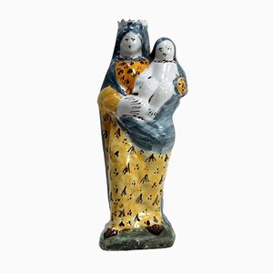 Polychrome Earthenware Virgin and Child, 18th Century