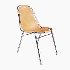 Les Arcs Stuhl aus braunem Leder von Charlotte Perriand, 1960er