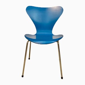 Dänischer Blue Series 7 3107 Stapelbarer Esszimmer- oder Schreibtischstuhl von Arne Jacobsen für Fritz Hansen, 1955