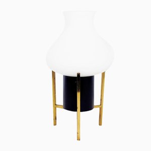 Tripod Table Lamp in Brass and Opal Glass