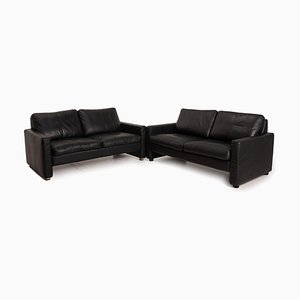 Cor Conseta Dark Blue Leather Sofa Set, Set of 2