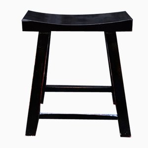 Black Lacquer Backless Wooden Chair