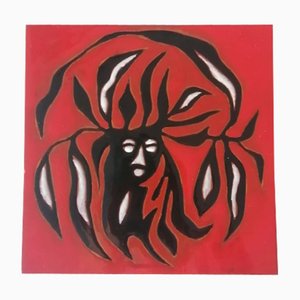 Rote Dryad Keramikfliese von Jean Lurçat, Sant-Vicens, 1950er
