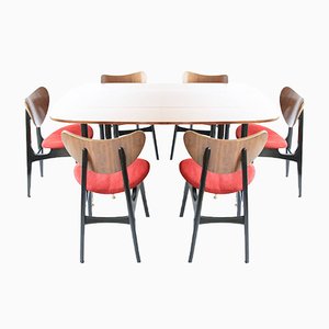 Mid-Century Drop Leaf Table with Butterfly Dining Chairs by E. Gomme for G-Plan, Set of 7