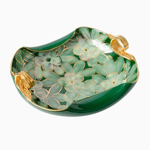 Cuenco italiano vintage de cerámica verde, años 50