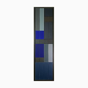 John Hopwood, Untitled Blue Abstract Number 2, Geometric Oil Painting, 1980s