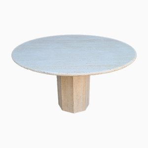 Round Travertine Dining Table in the Style of Up&Up