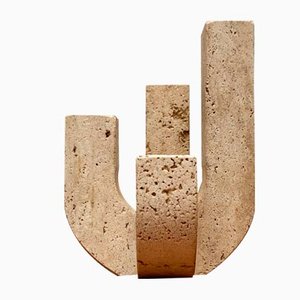 Bougeoir Mid-Century Brutaliste en Travertin par Fratelli Mannelli pour Travertine Rapolano