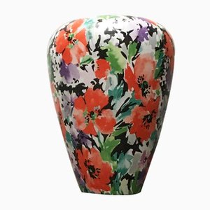 Große postmoderne deutsche Vintage Bodenvase mit Blumenmuster von Steuler