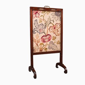 Antique English Regency Needlepoint Fire Screen in Mahogany