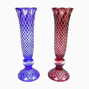 Longe Vasen aus Böhmischem Kristallglas, 2er Set