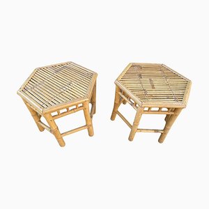 Vintage Rattan Tisch, 1960er, 2er Set