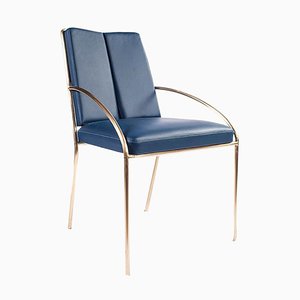 Blauer Stuhl aus Messing von Atelier Thomas Formont