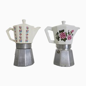 Vintage Porcelain Coffee Pots or Cafetières from Bialetti, 1960s, Set of 2