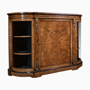 Credenza Regency inglesa antigua de madera nudosa de nogal