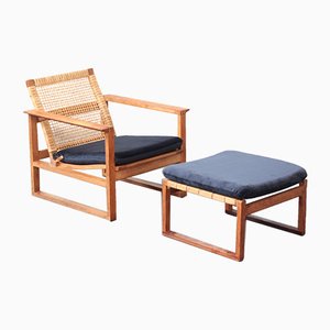 Lounge Chair with Ottoman by Børge Mogensen for Fredericia, 1950s, Set of 2
