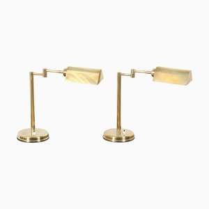 French Brass Library Lights, 1970s, Set of 2