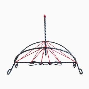 Wrought Iron Magazine Rack with String Design, 1950s