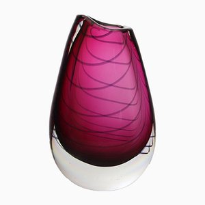 Murano Sommerso Vase in Rot-Lila Glas, 1960er
