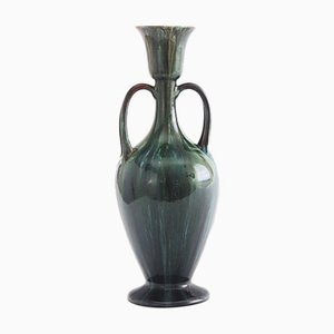 Tall Twin Handle Drip Glaze Vase from Linthorpe Pottery, 1885s