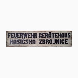 Vintage German & Czech Fire-Brigade Sign, 1930s