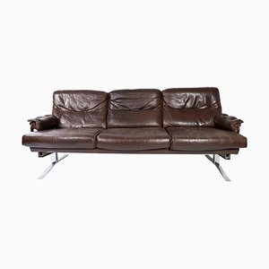 3-Seater Sofa in Patinated Brown Leather by Arne Norell, 1970s