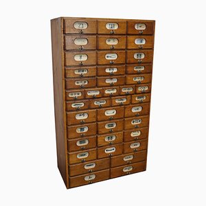 Industrial German Oak and Pine Apothecary Cabinet, Mid-20th-Century