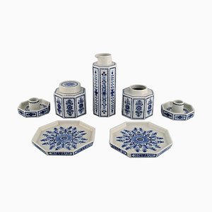 Candlesticks, Dishes, Tea Caddies & Jug from Arabia, Finland, Set of 7