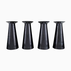 Beatrice and Nora Vases in Black Art Glass from Stölzle-Oberglas, Austria, Set of 4