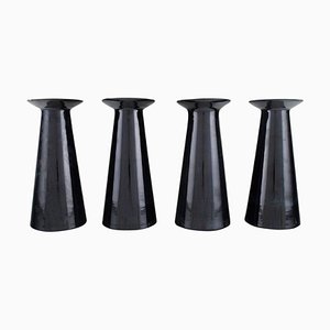 Vases Beatrice et Nora en Verre Noir de Stölzle-Oberglas, Autriche, Set de 4