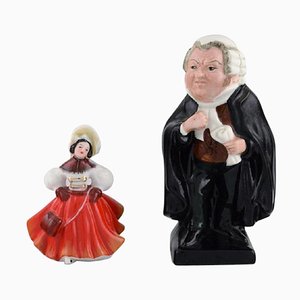 Figurine in porcellana, ballerina e giudice di Royal Doulton, set di 2