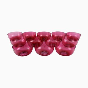 Danish Bowls in Pink Art Glass from Holmegaard, Mid-20th Century, Set of 12