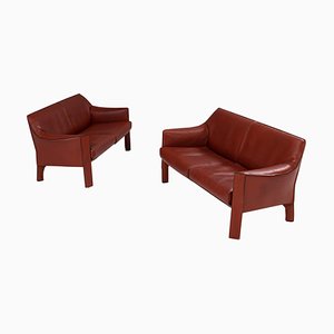 415 Cab Leather Sofas by Mario Bellini for Cassina, Set of 2