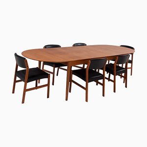 Tavolo da pranzo 227 Mid-Century allungabile di Arne Vodder per Sibast, set di 7