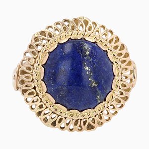 Anillo de oro amarillo de 18 quilates Lapis Lazuli de 4,25 quilates, años 60