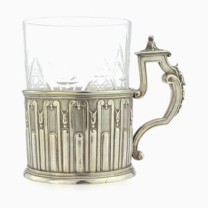 Russischer Faberge Teeglashalter aus massivem Silber, 20. Jh., 1900er