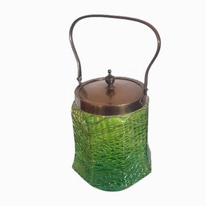 Scatola per biscotti Art Nouveau in vetro iridescente