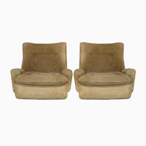 Set of Airborne Fiberglass and Velvet Beige Armchairs by Michel Cadestin