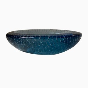 Blue Murano Glass Dish with Air Bubbles from Seguso, 1950s