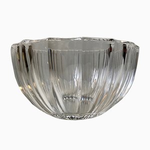 Vintage Schale aus geriffeltem Kristallglas von Kosta Boda