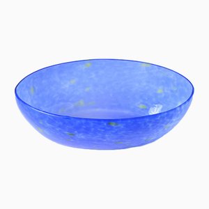 Vintage Blue Splatter Effect Glass Bowl, 1930s