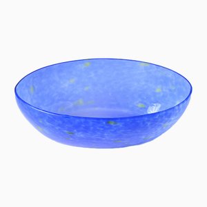 Vintage Blue Splatter Effect Glass Bowl, 1930s