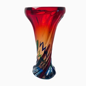 Mid-Century Handcrafted Sommerso Murano Glass Vase from Fratelli Toso, 1970s