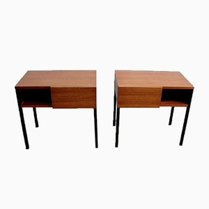 Teak Bedside or End Tables in the Style of Minvielle, 1960s, Set of 2