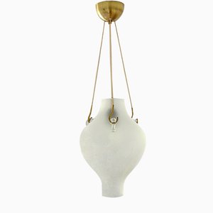Mid-Century Swedish Glass and Brass Ceiling Lamp