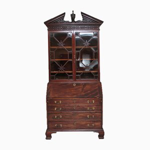 Vintage Secretary Desk With Hutch - Vintage Old Antique China Cabinet Hutch Secretary Desk 17010260 - There are some scratches on the bottom draws however adds to the appeal of vintage.