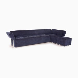 Metal Clou Corner Sofa in Dark Blue Fabric from COR