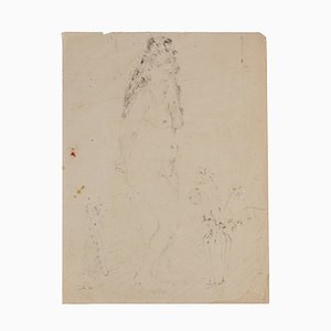 Toti Scialoja, Nude, Original Drawing in China Ink, 1941