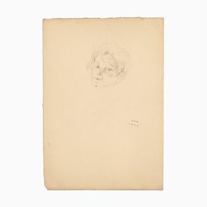 Carl Bertold, Portrait of Woman, Original Drawing in Pencil, 1929